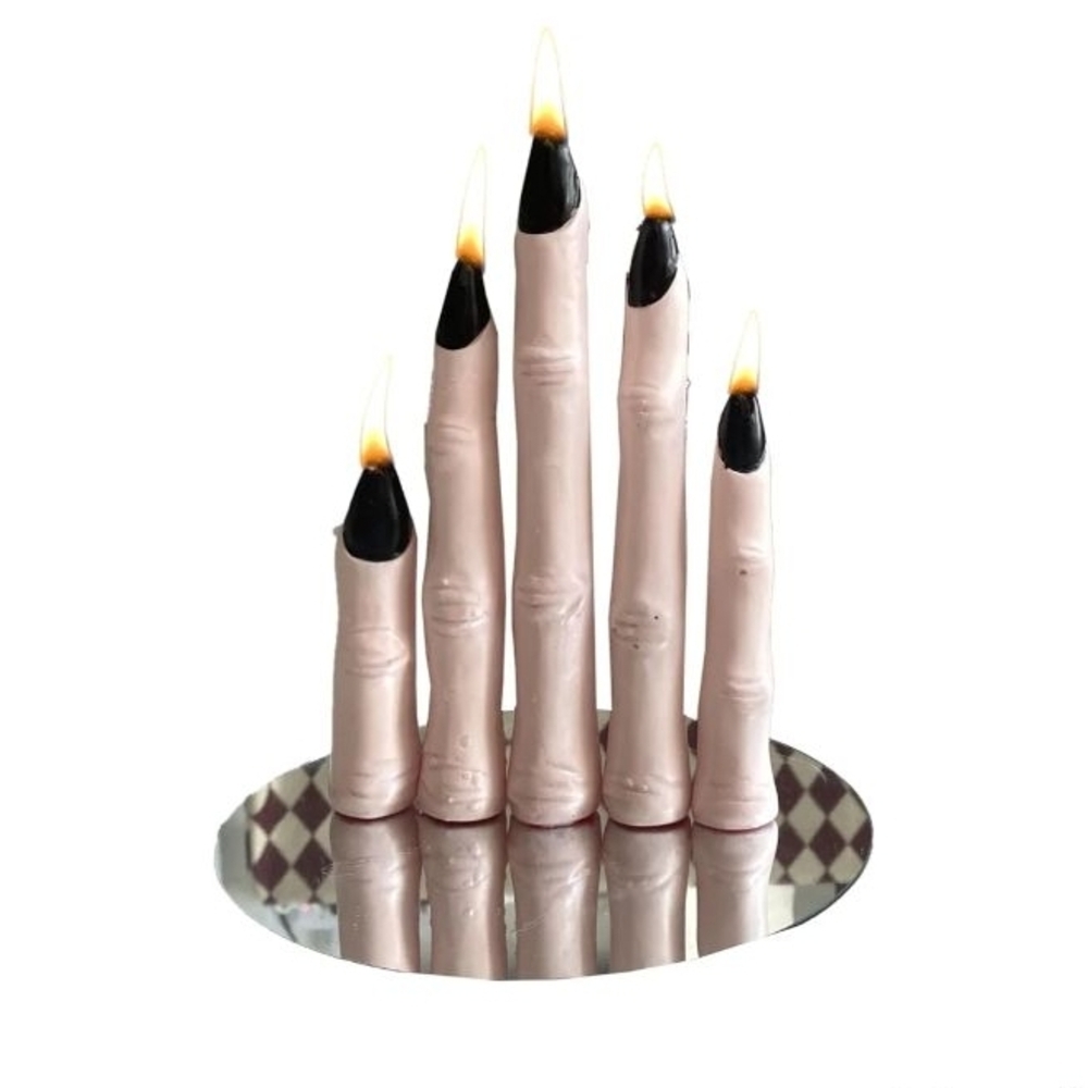 Creepy Finger Candle Set - Black and Cream